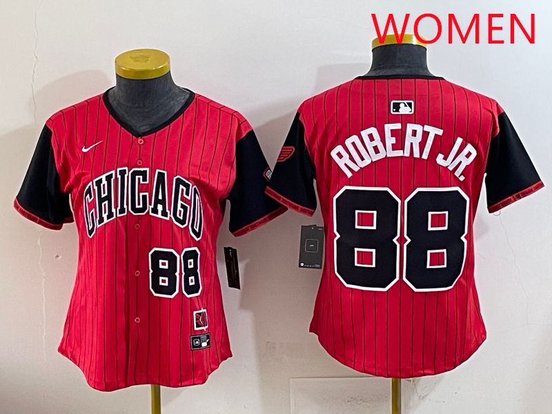 Women 2025 Chicago White Sox 88 Robert jr Red Joint Name Nike MLB Jersey style 5